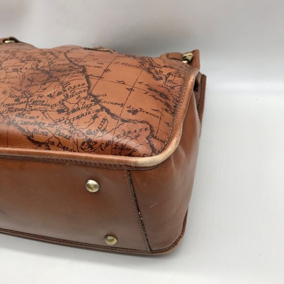 Patricia Nash Brown Leather Map Print Tote And Wallet - Picture 6 of 12